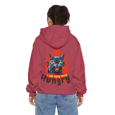 I am very very Hungry - Cartoon Cat Graphic Unisex Pullover Hoodie