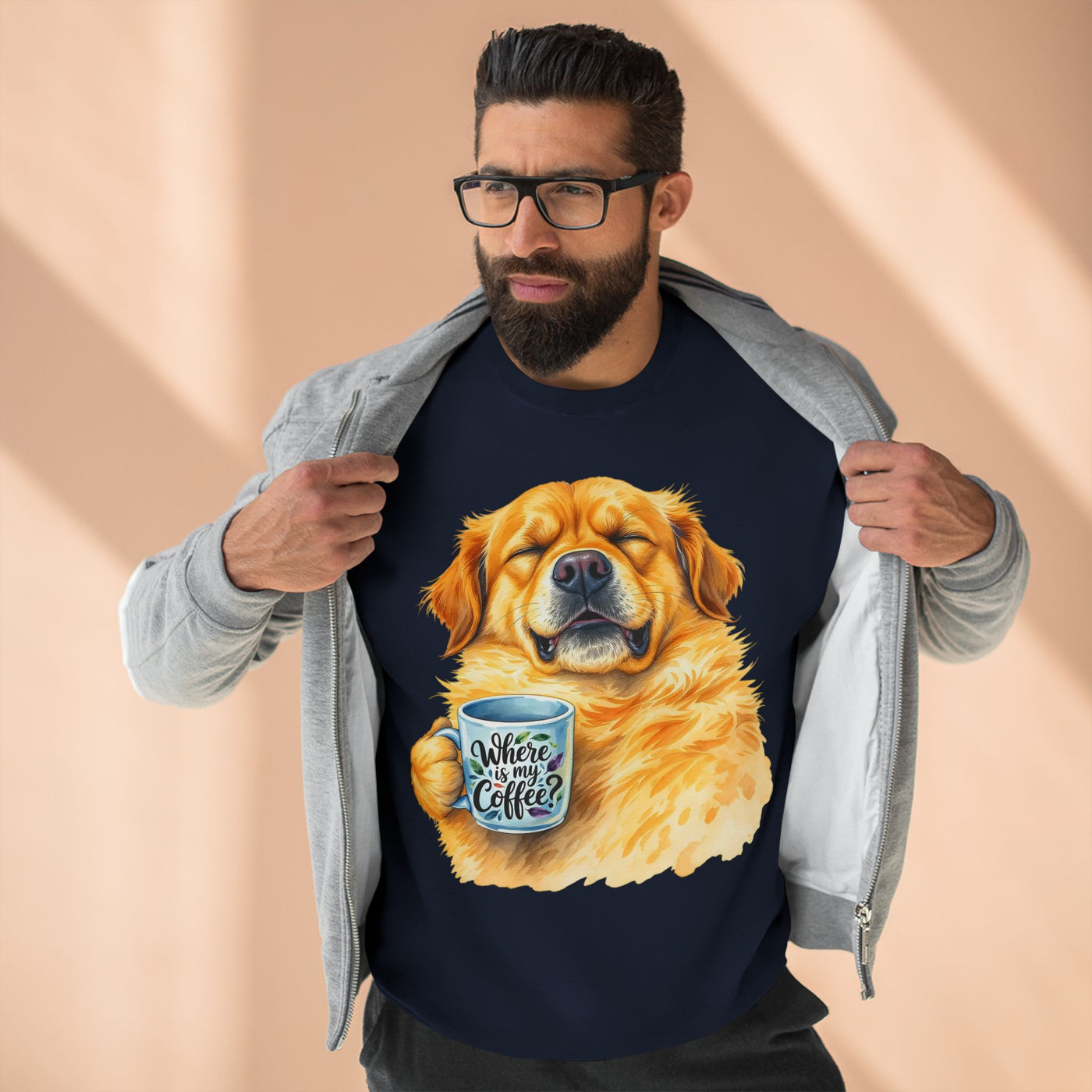 "Where is my coffee?" Dog Watercolor style 1 Unisex Crewneck Sweatshirt