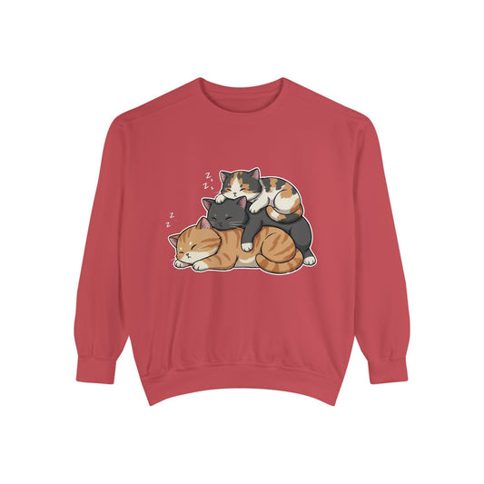 3 Cute Sleeping Cats Cozy Graphic Unisex Crewneck Sweatshirt style 7