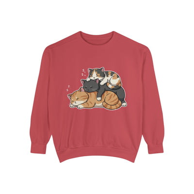 3 Cute Sleeping Cats style 7 Cozy Graphic Unisex Crewneck Sweatshirt