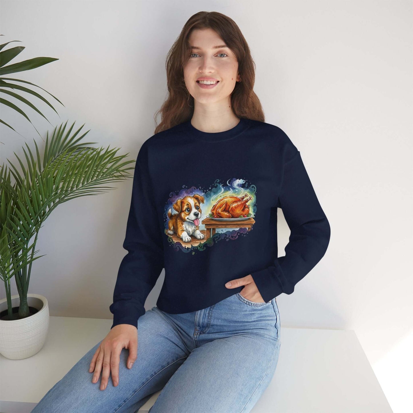 Watercolor Dog painting Unisex Crewneck Sweatshirt style 3