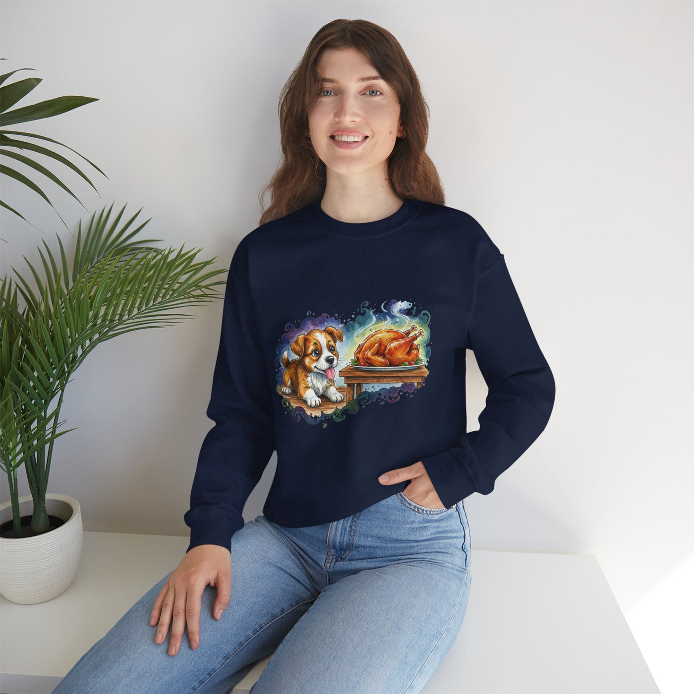 Watercolor painting style 6 Men & Women Cute Cat Pile Crewneck Sweatshirt
