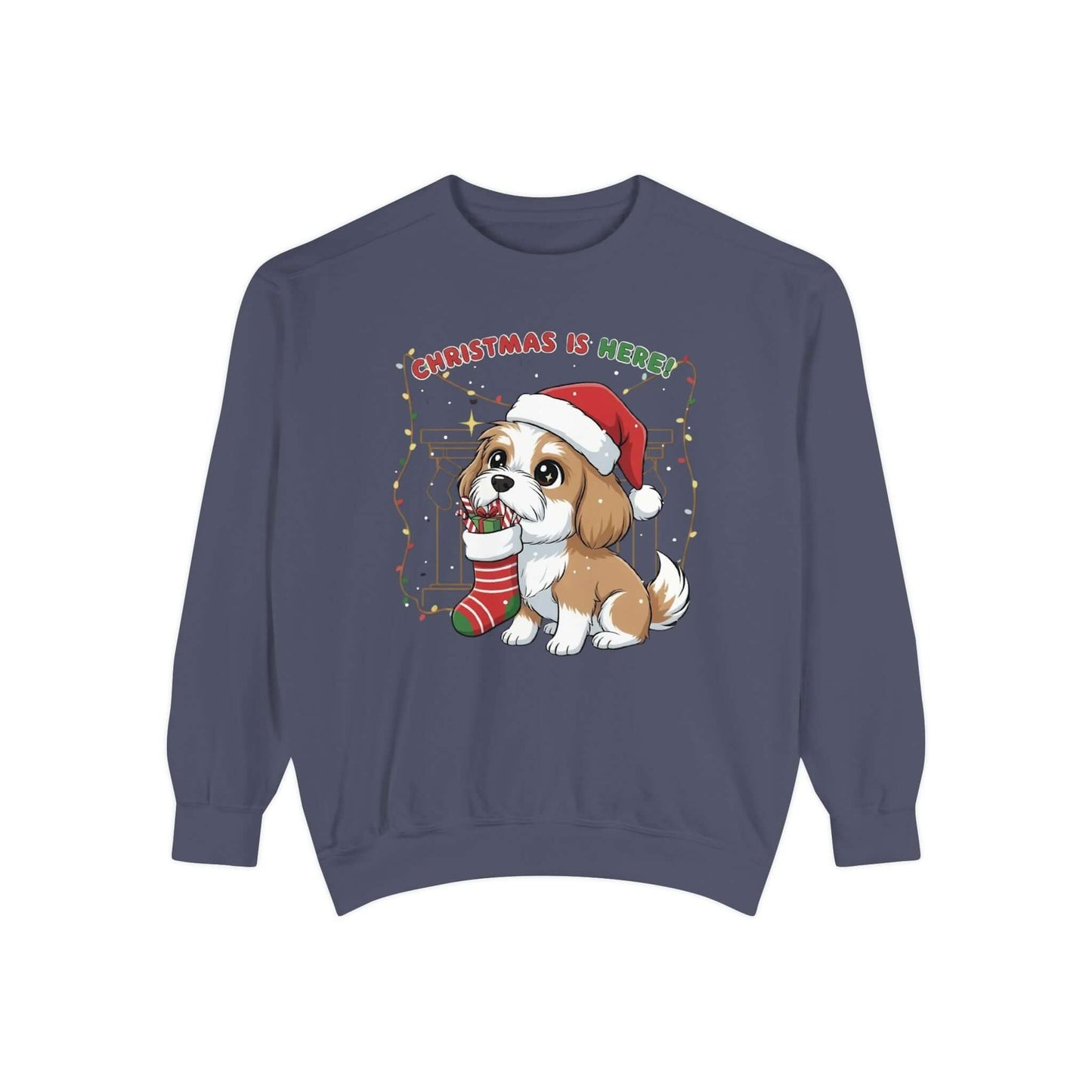 Puppy wait for Christmas presents Unisex Crewneck Sweatshirt style 5