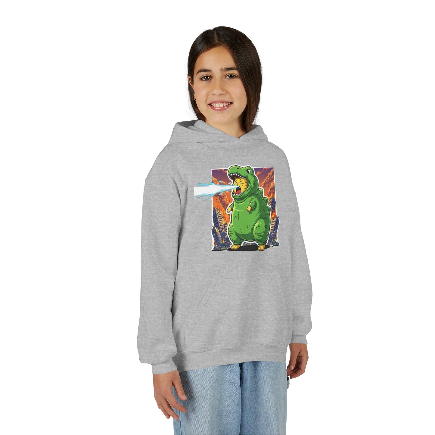 Cat cosplay Godzilla Unisex Kids Hoodie style 3