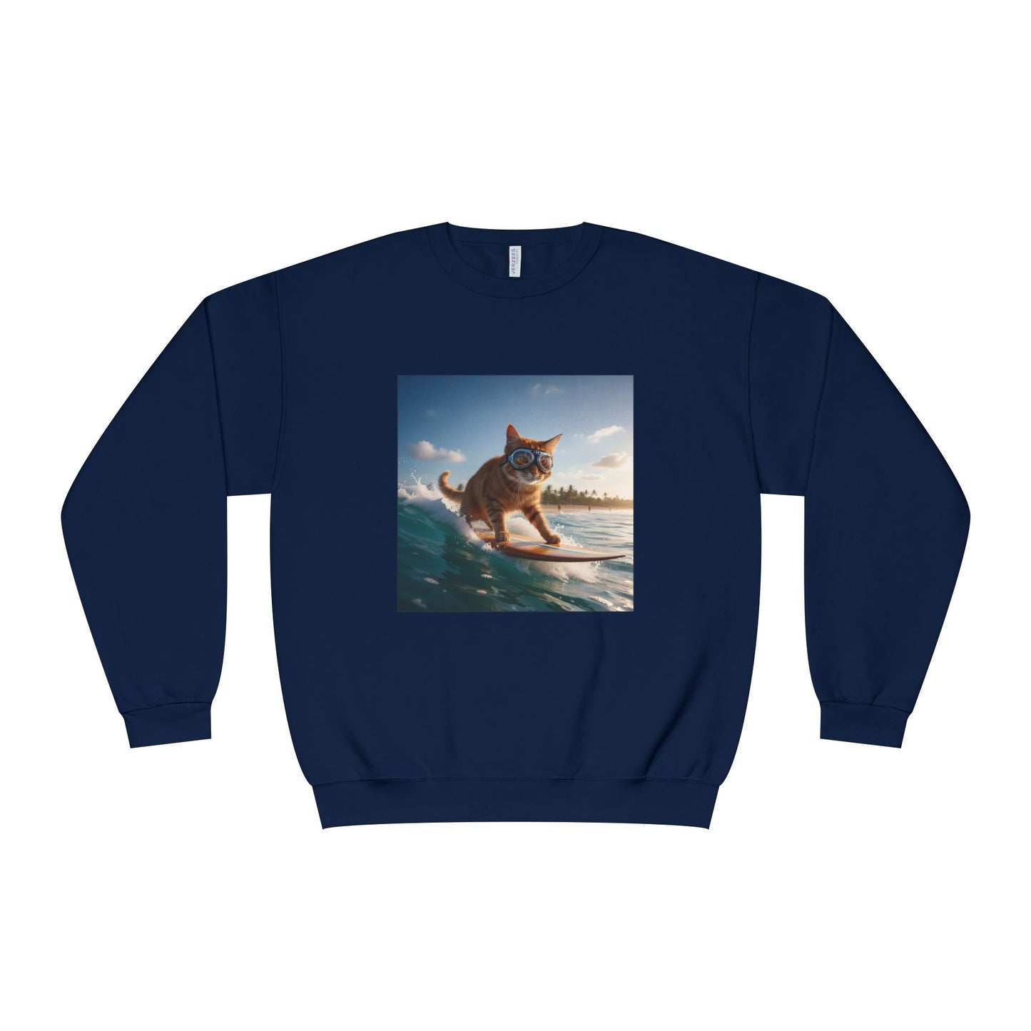 Surfing Cat Unisex NuBlend Crewneck Sweatshirt style 1