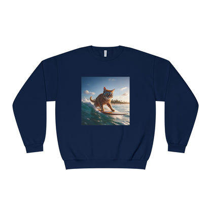 Surfing Cat Unisex NuBlend Crewneck Sweatshirt style 1
