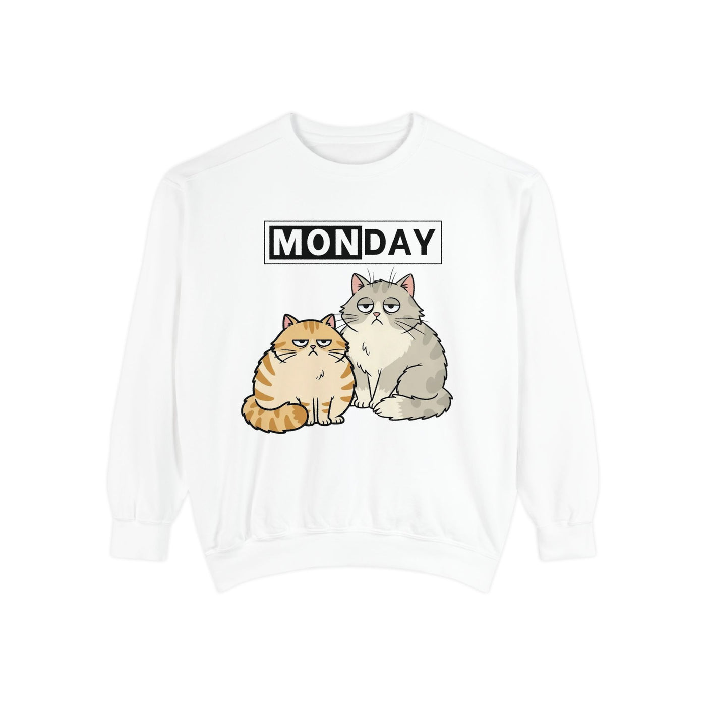 Monday Face Cat Stares Blankly Unisex Crewneck Sweatshirt style 1
