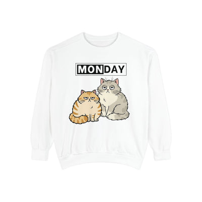 Monday Face Cat Stares Blankly Unisex Crewneck Sweatshirt style 1