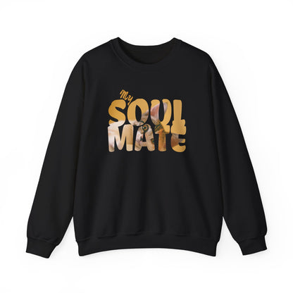 Cat My Soulmate Unisex Crewneck Sweatshirt with 'My SOULMATE' text and floral design.