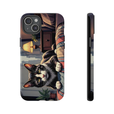 Cat on the bed - Tough Phone Case for Apple iPhone & Samsung Galaxy, Cute Pet Accessories, Gift for Cat Lovers