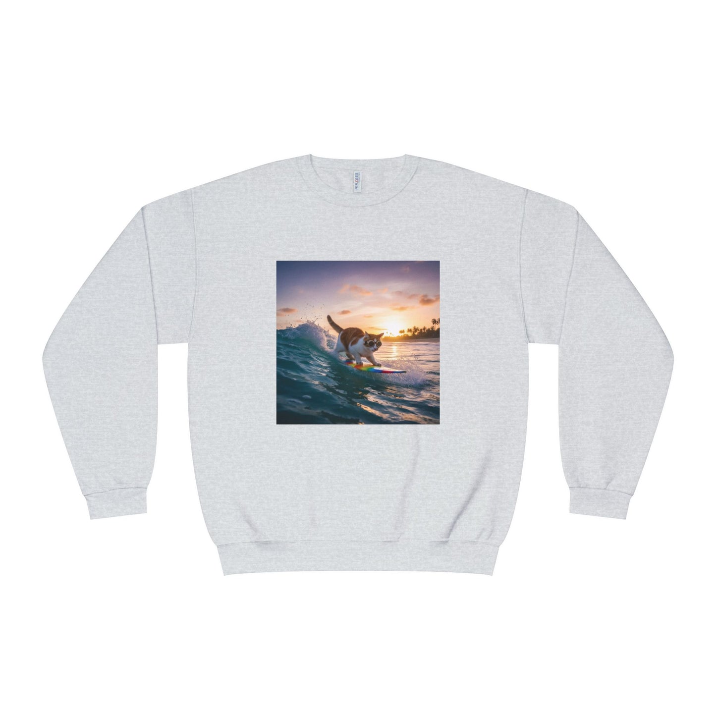 Surfing Cat Unisex NuBlend Crewneck Sweatshirt style 2