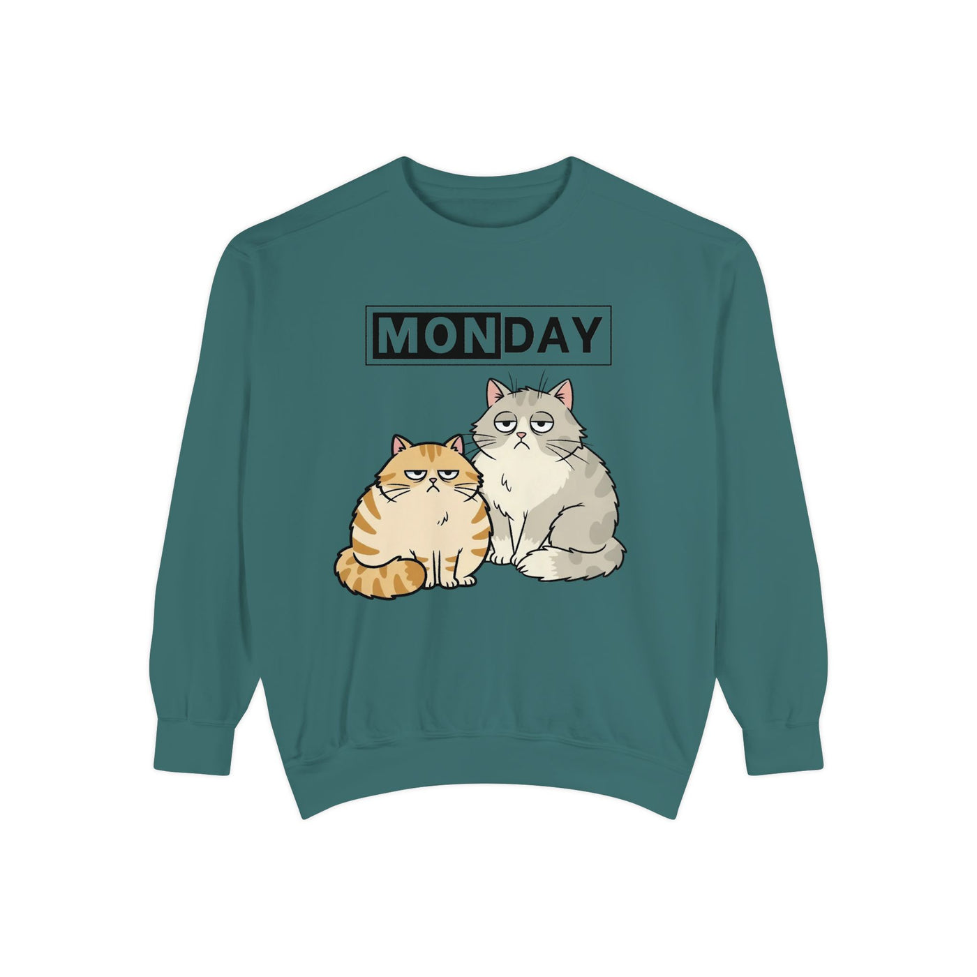 Monday Face Cat Stares Blankly Unisex Crewneck Sweatshirt style 1