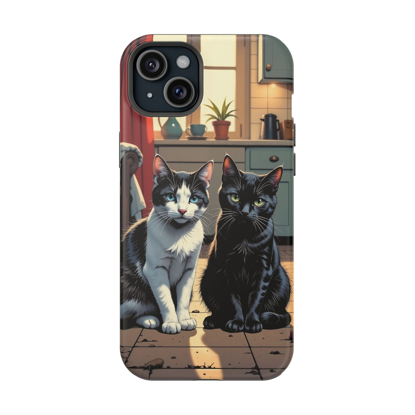 Cute Cats Magnetic Phone Case comic style 2, Cat Lover Gift, Impact-Resistant iPhone Case, Funny Pet Accessory, Unique Animal Design