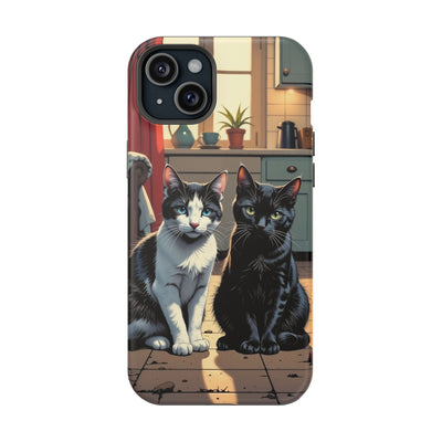 Cute Cats Magnetic Phone Case comic style 2, Cat Lover Gift, Impact-Resistant iPhone Case, Funny Pet Accessory, Unique Animal Design