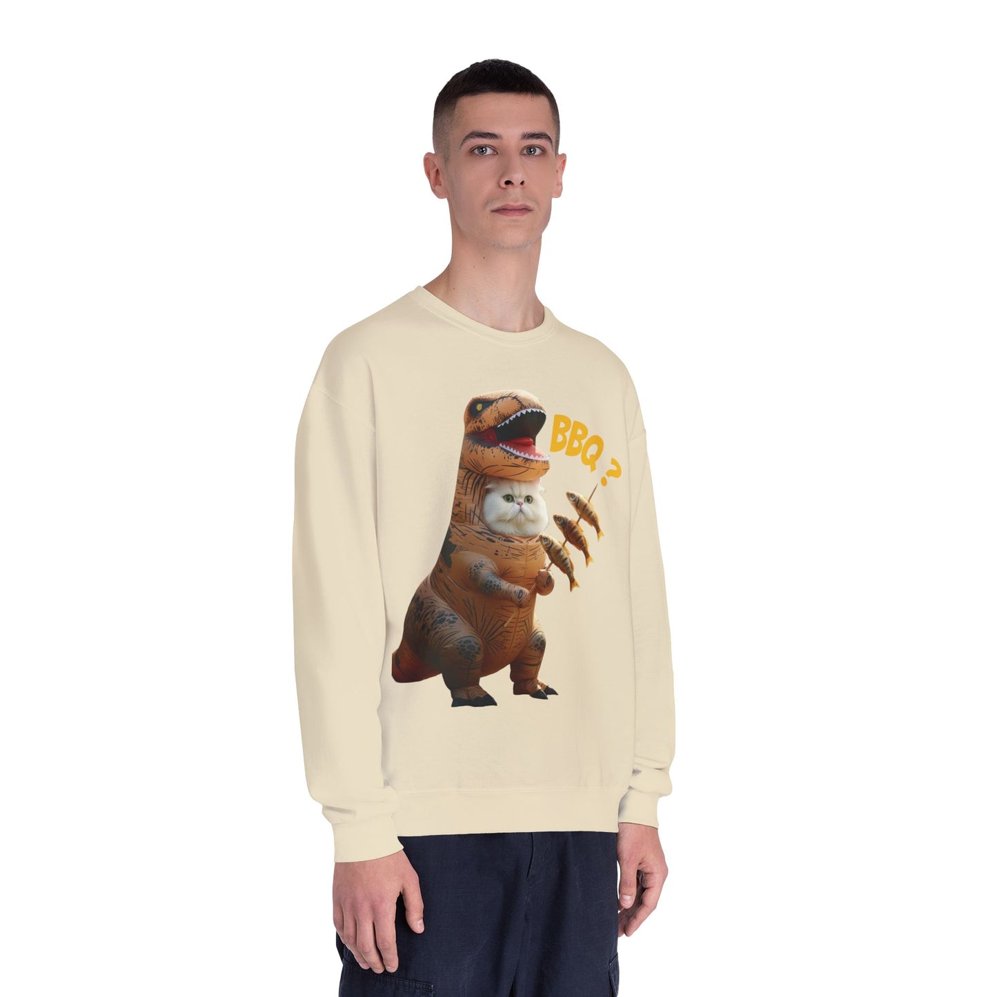 Tyrannosaurus Cat BBQ Unisex NuBlend Crewneck Sweatshirt