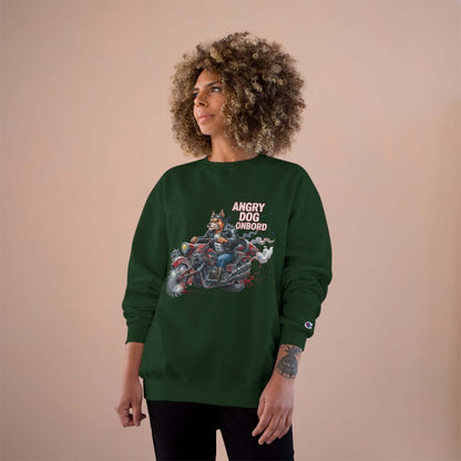 Angry Dog Onboard Graphic Champion Crewneck Sweatshirt style 3