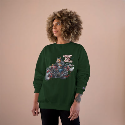 Angry Dog Onboard Graphic style 3 Champion Crewneck Sweatshirt for Gamers & Sci‑Fi Fans