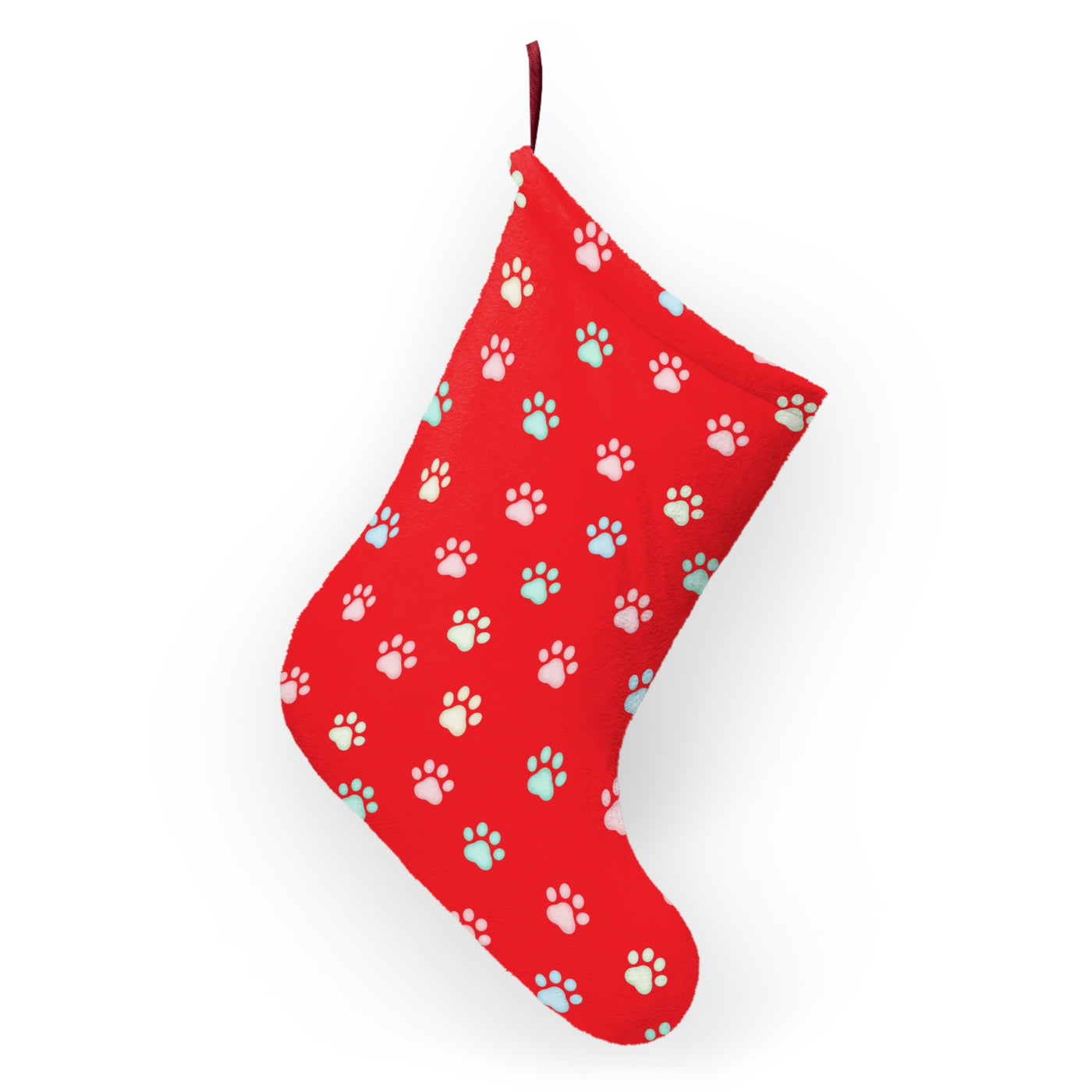 Festive Cat Paw Print Christmas Stockings