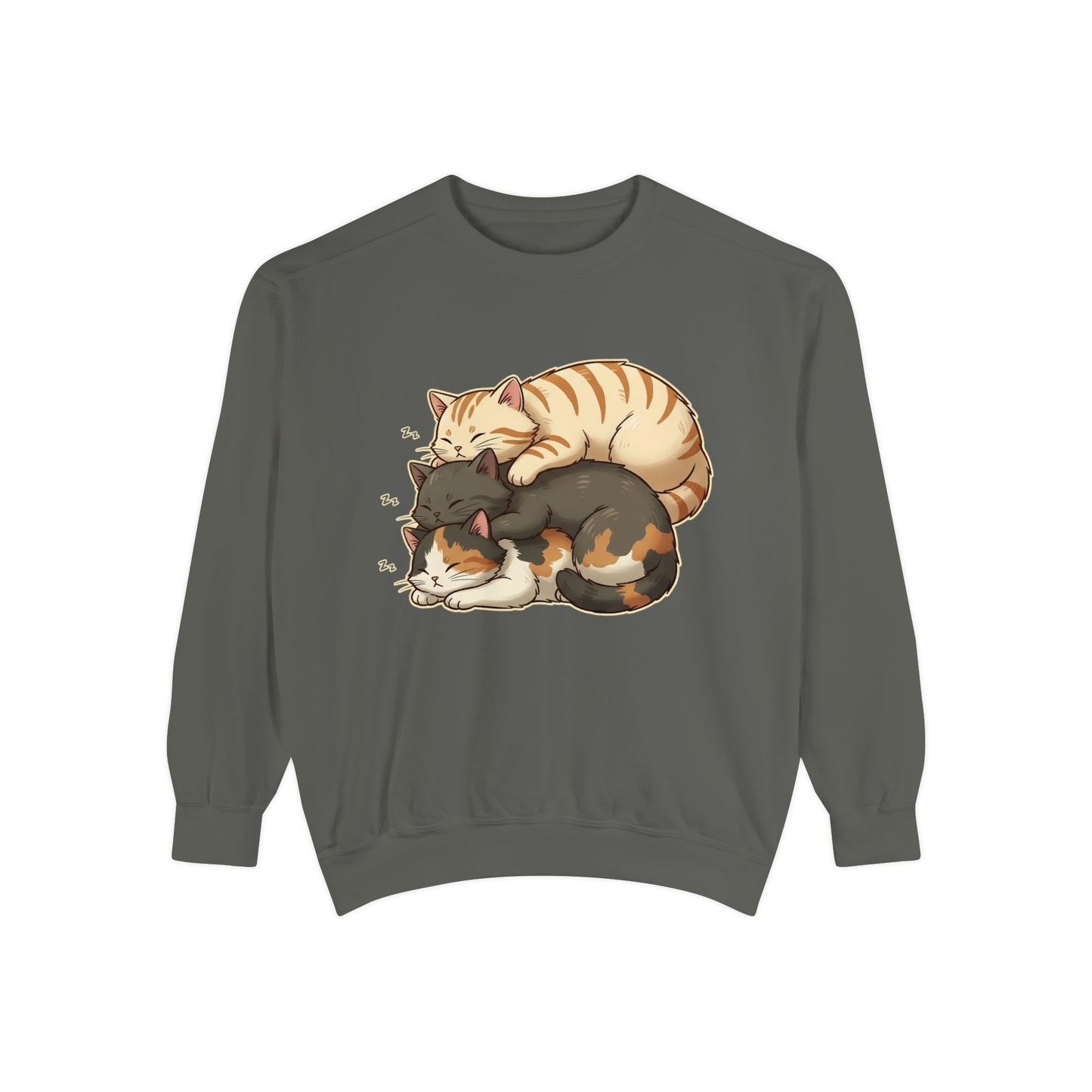 3 Cute Sleeping Cats Cozy Graphic Unisex Crewneck Sweatshirt style 4