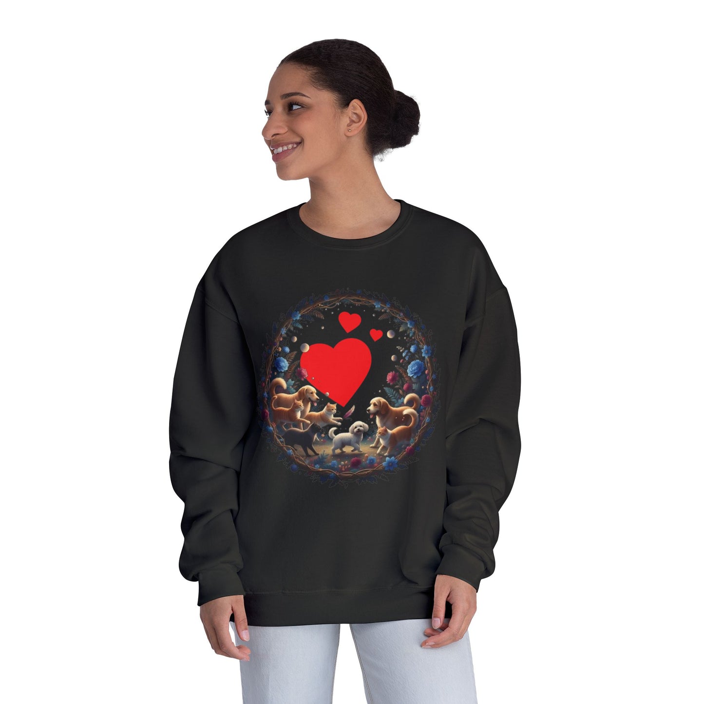 Cats & Dogs Full of Love Unisex NuBlend Crewneck Sweatshirt