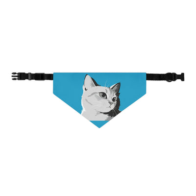 Turquoise Cat head Bandana Collar for Cats and Dogs, Cute Pet Accessory, Cat Fashion, Cat Gift, Playful Pet Gear