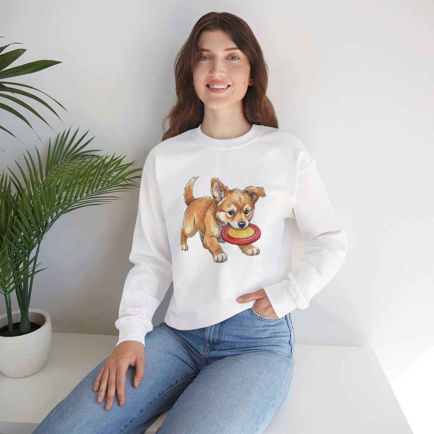 Watercolor painting style 8 Men & Women Cute Cat Pile Crewneck Sweatshirt