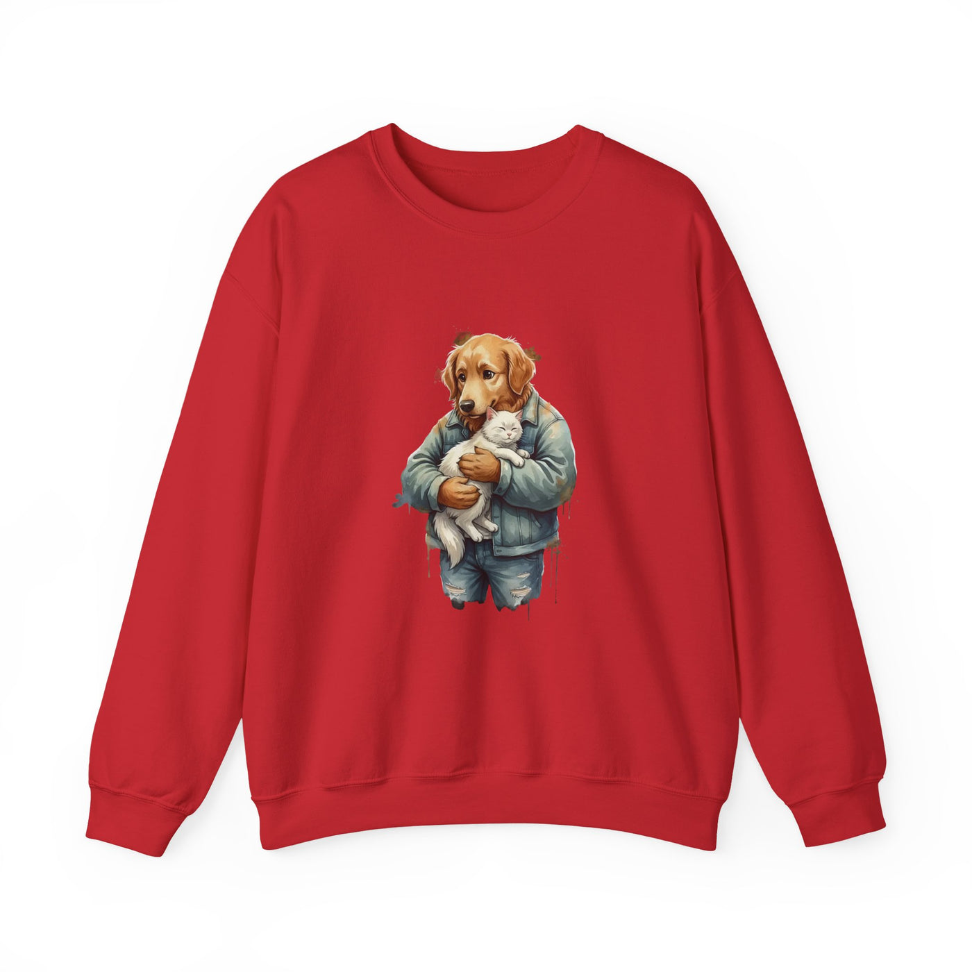 Watercolor painting style 12 Men & Women Cute Cat Pile Crewneck Sweatshirt
