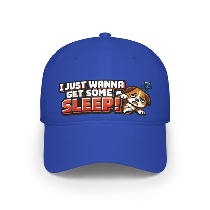 I Just Wanna Get Some Sleep Pixel Dog Low Profile Cap Hat