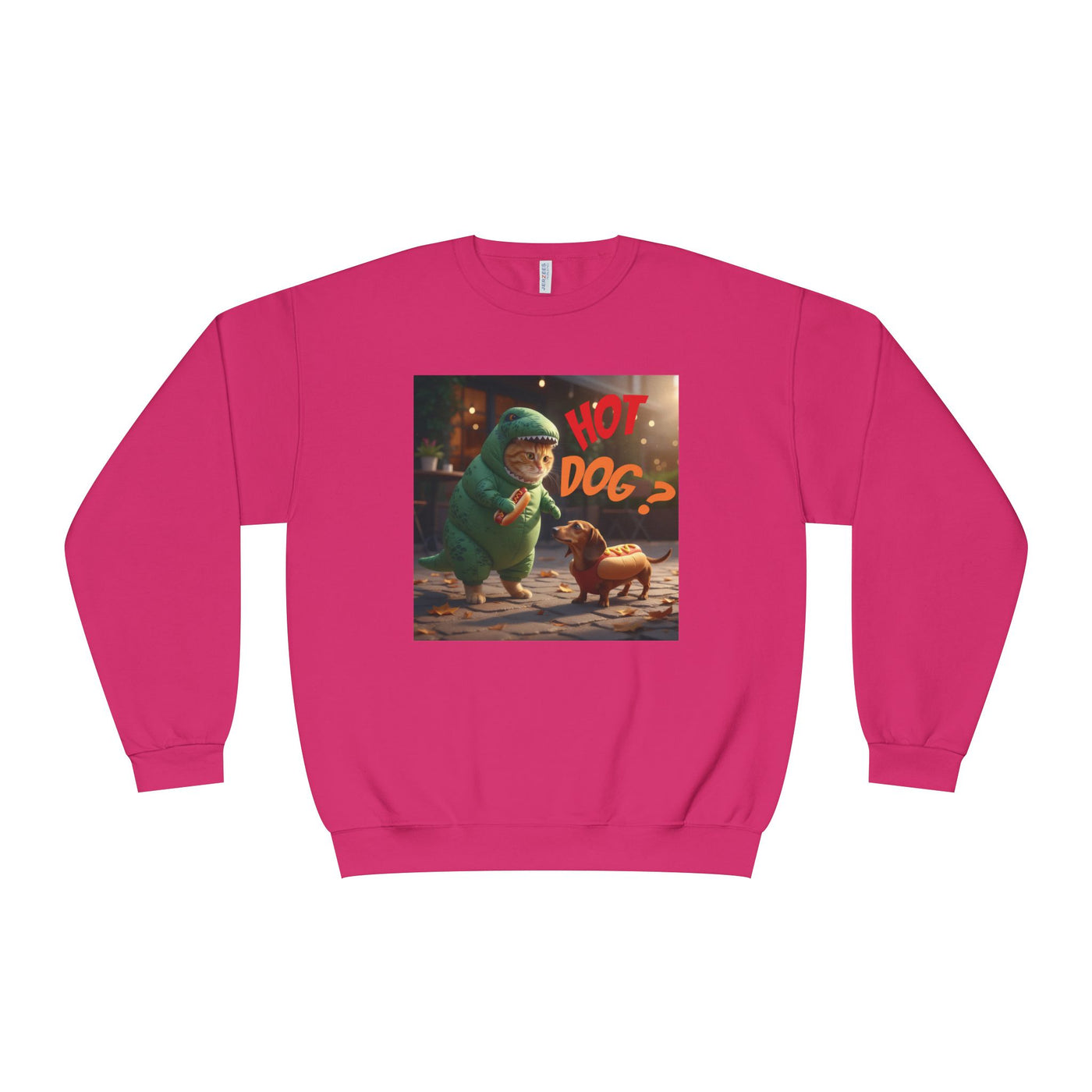 Tyrannosaurus Cat & Hot Dog Unisex NuBlend® Crewneck Sweatshirt