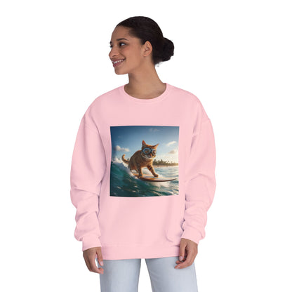 Surfing Cat Unisex NuBlend Crewneck Sweatshirt style 1