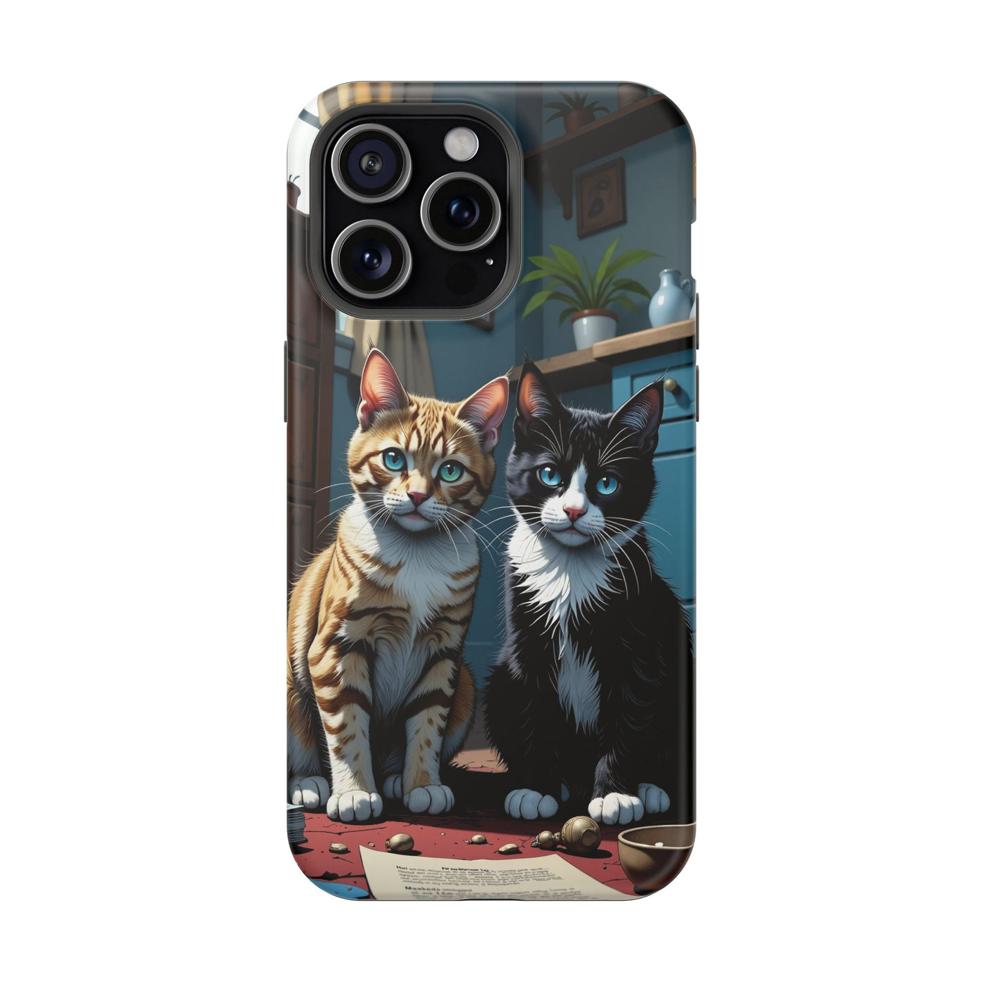 Cute Cats Magnetic Phone Case comic style 4, Cat Lover Gift, Impact-Resistant iPhone Case, Funny Pet Accessory, Unique Animal Design