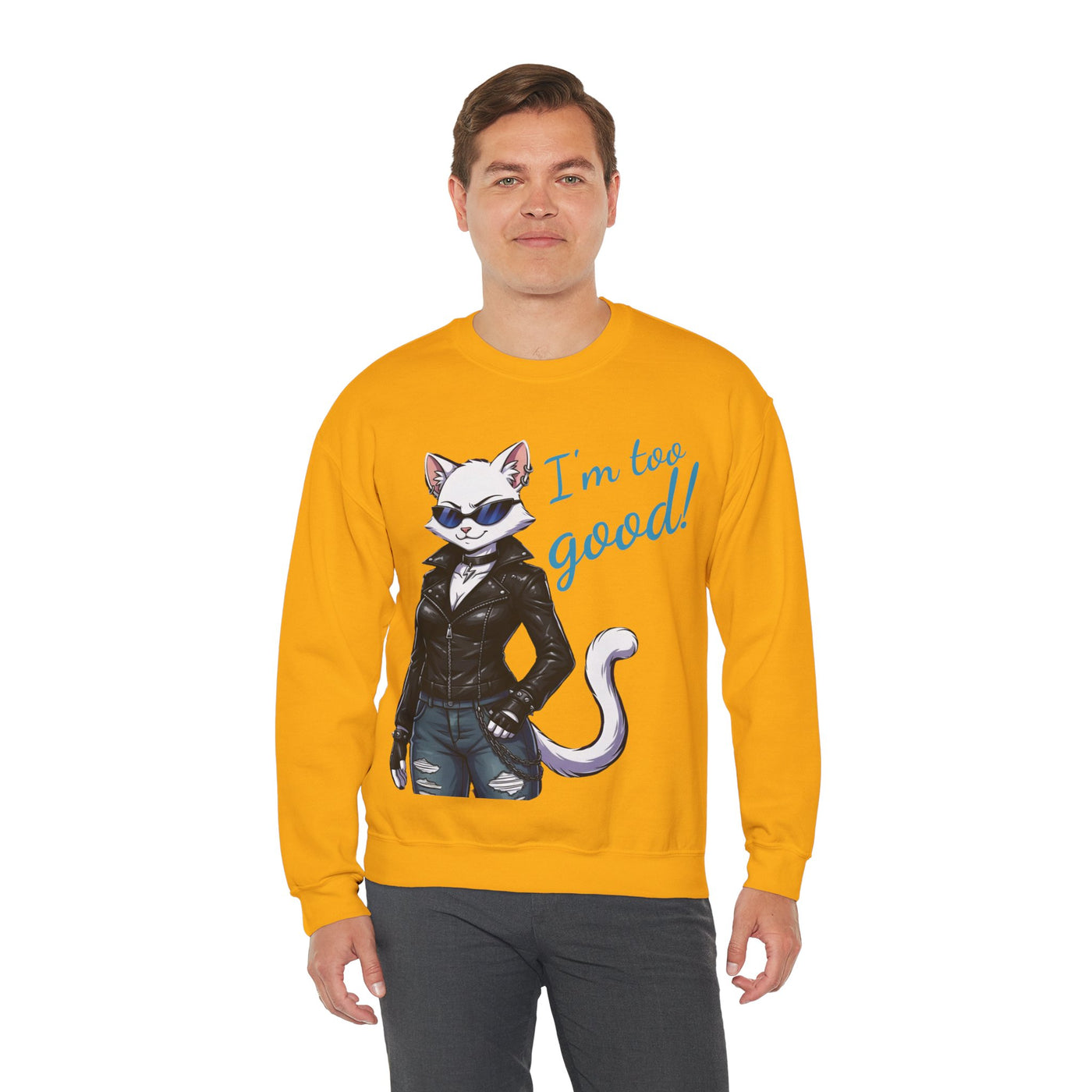 Cool Cat style 3 Unisex Crewneck Sweatshirt | Cozy Gift for Cat Lovers, Casual Wear, Unique Graphic Sweatshirt, Birthday Gift, Everyday Style