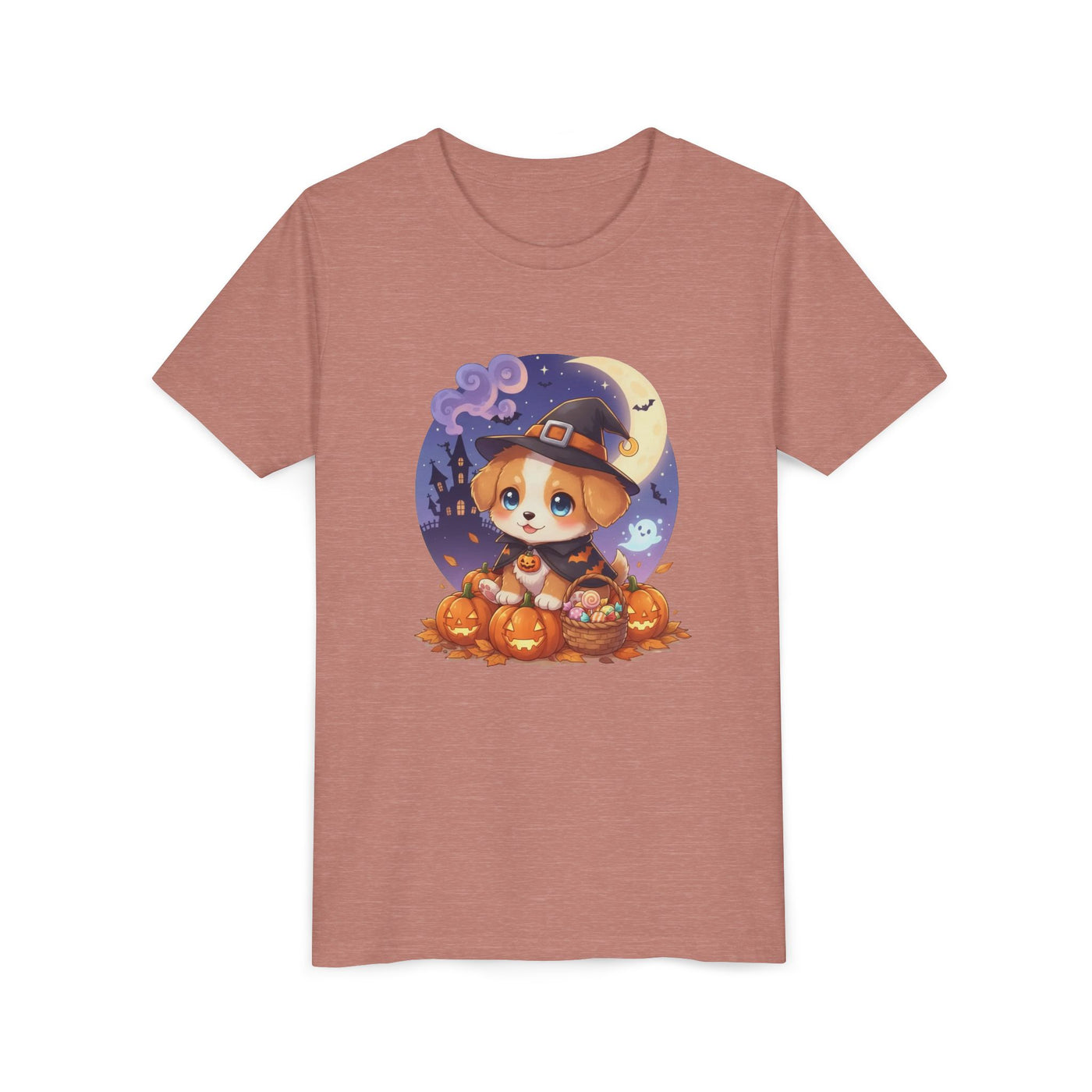 Halloween cute puppy anime style 5 Youth Tee, Short Sleeve T-Shirt, Kids Halloween Apparel, Cute Dog Tee, Fall Outfit for Children