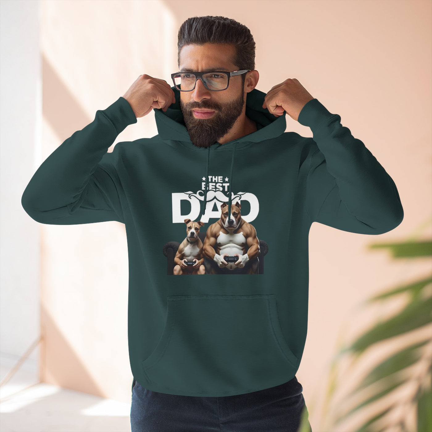 "The Best Dad" Bulldog Father & Puppy Graphic Hoodie