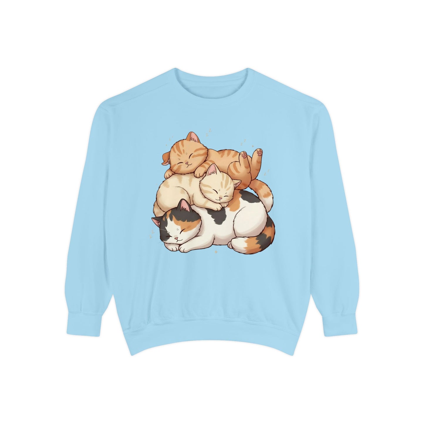 3 Cute Sleeping Cats Cozy Graphic Unisex Crewneck Sweatshirt style 1