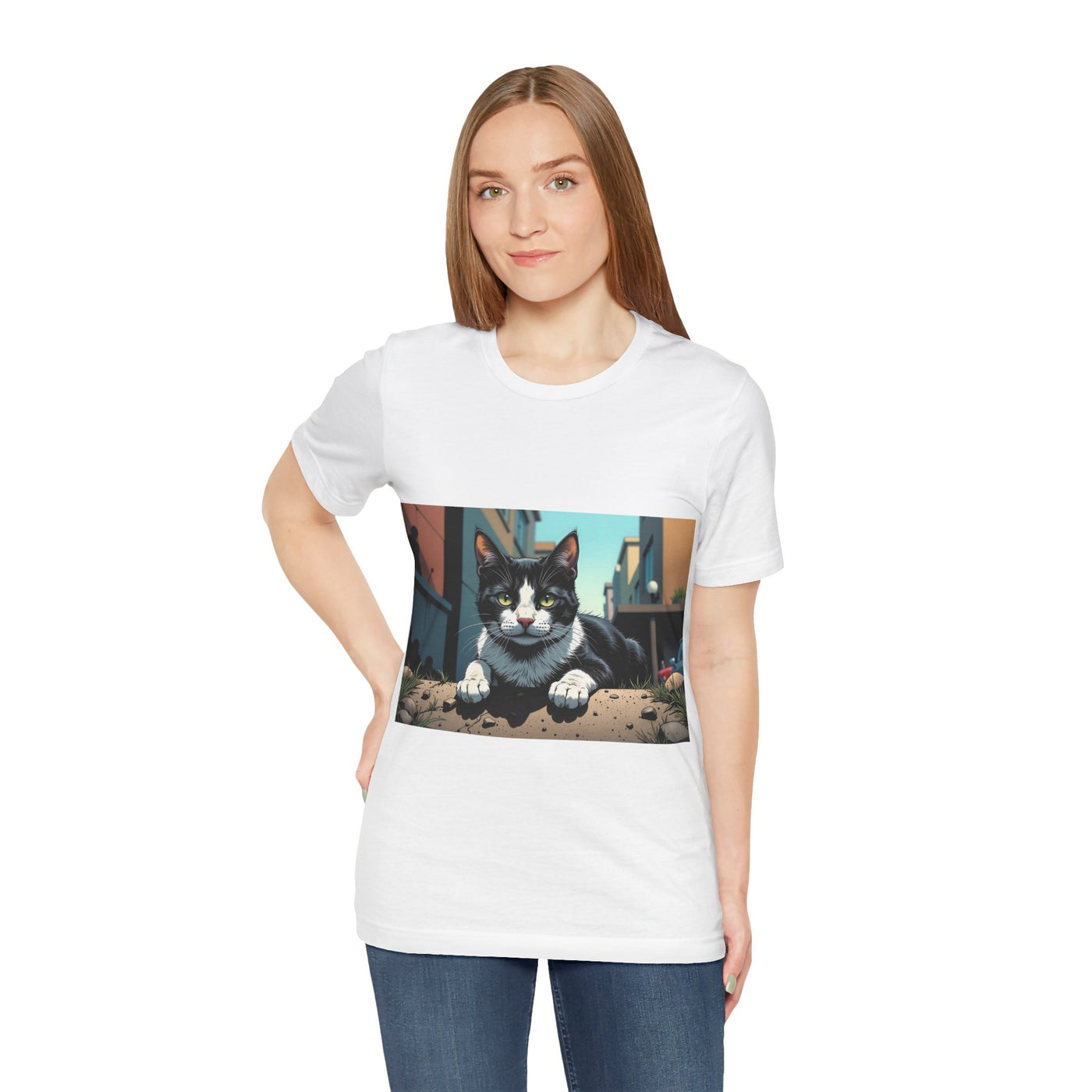 Cool Cat Graphic Tee style 1 - Unisex Jersey Short Sleeve Tee, Cat Lover Gift, Cute Cat T-Shirt, Casual Wear, Pet Owner Apparel