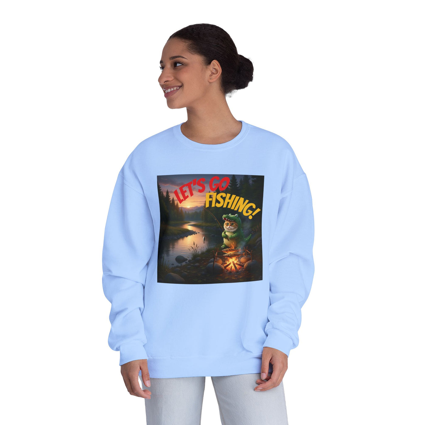 Crocodile Cat Fishing style 1 Unisex NuBlend® Crewneck Sweatshirt