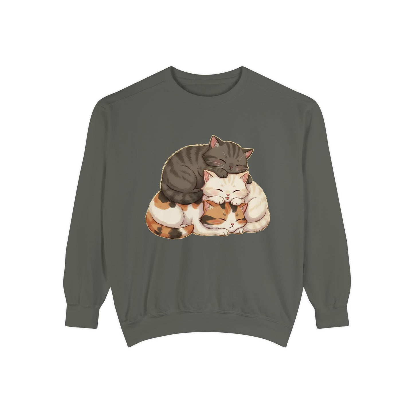 3 Cute Sleeping Cats Cozy Graphic Unisex Crewneck Sweatshirt style 3
