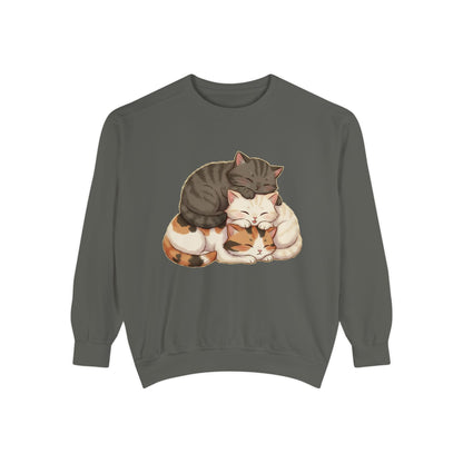 3 Cute Sleeping Cats Cozy Graphic Unisex Crewneck Sweatshirt style 3