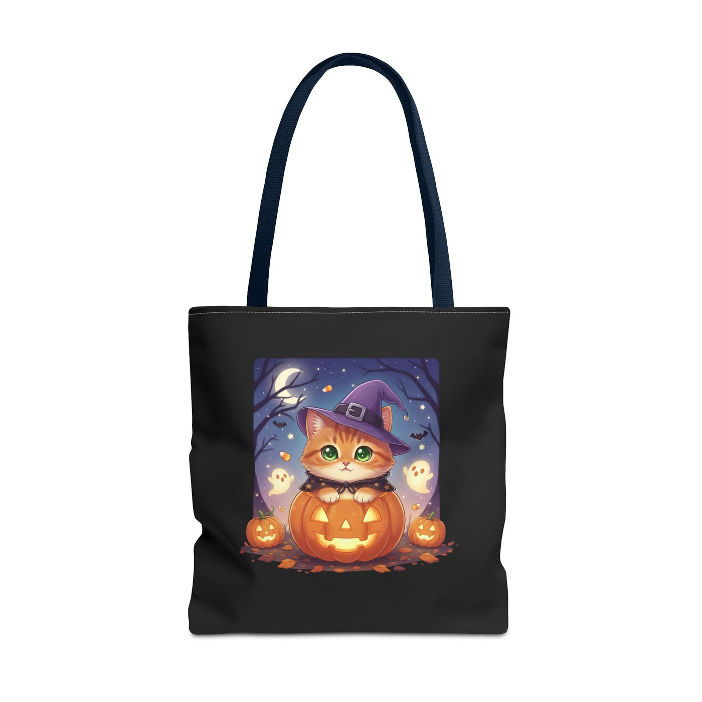 Halloween Cat anime style Tote Bag, Spooky Pet Lovers Gift, Boho Halloween Bag, Witchy Cat Tote, Fall Festivities Accessory