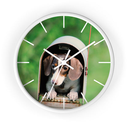 Dog in Post Box different colors Wall Clock