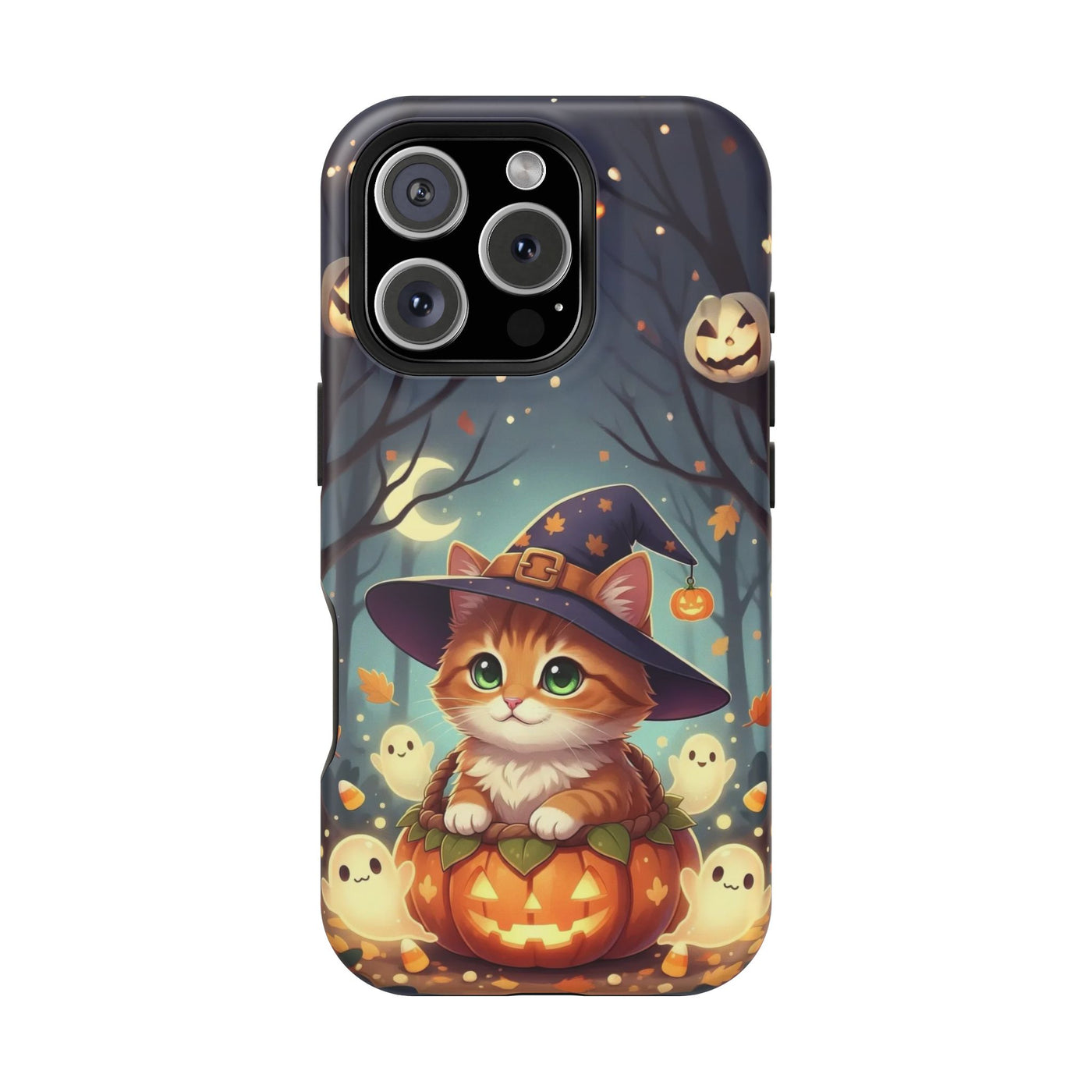 Halloween cute kitten anime style 3 Magnetic Phone Case, Cat Lover Gift, Impact-Resistant iPhone Case, Funny Pet Accessory, Unique Animal Design