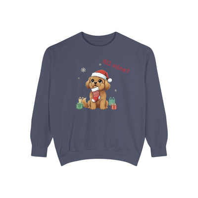 Cute Puppy waiting for Christmas presents style 8 Cozy Graphic Unisex Crewneck Sweatshirt