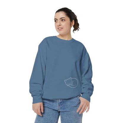 Sleeping cat shadow Graphic Unisex Crewneck Sweatshirt style 1 White