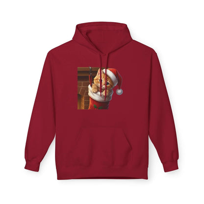 Kitten hiding in Christmas stocking Unisex Fleece Hoodie style 4