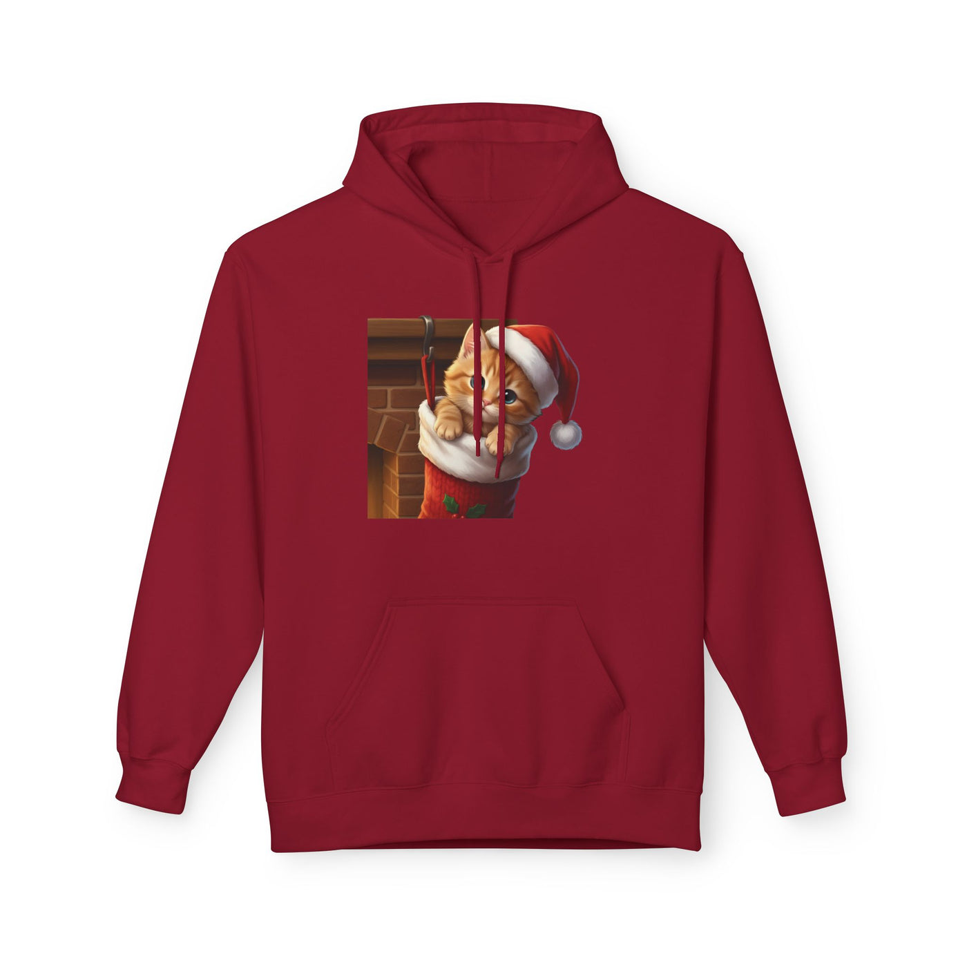 Adorable kitten hiding in Christmas stocking style 4 Cozy Graphic Unisex Midweight Softstyle Fleece Hoodie