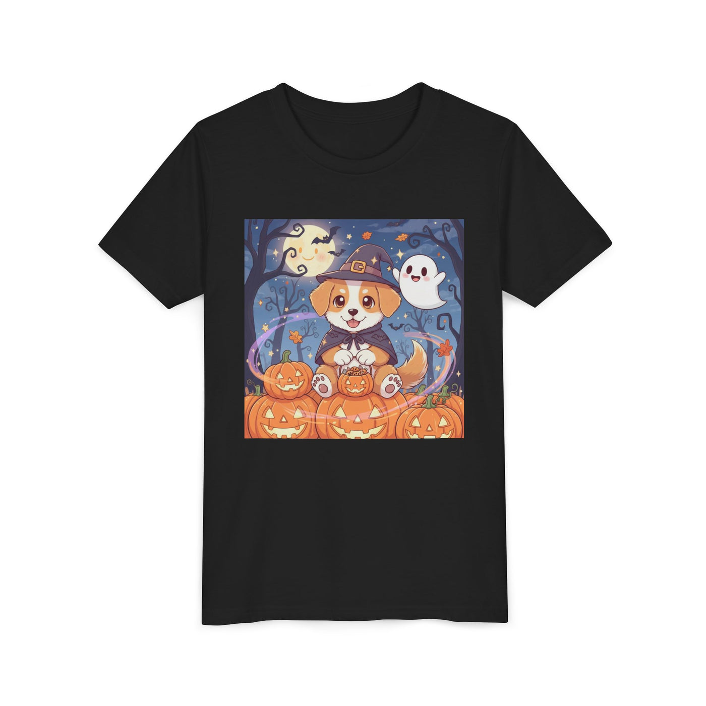 Halloween cute puppy anime style 3 Youth Tee, Short Sleeve T-Shirt, Kids Halloween Apparel, Cute Dog Tee, Fall Outfit for Children