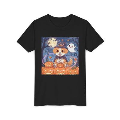 Halloween cute puppy anime style 3 Youth Tee, Short Sleeve T-Shirt, Kids Halloween Apparel, Cute Dog Tee, Fall Outfit for Children
