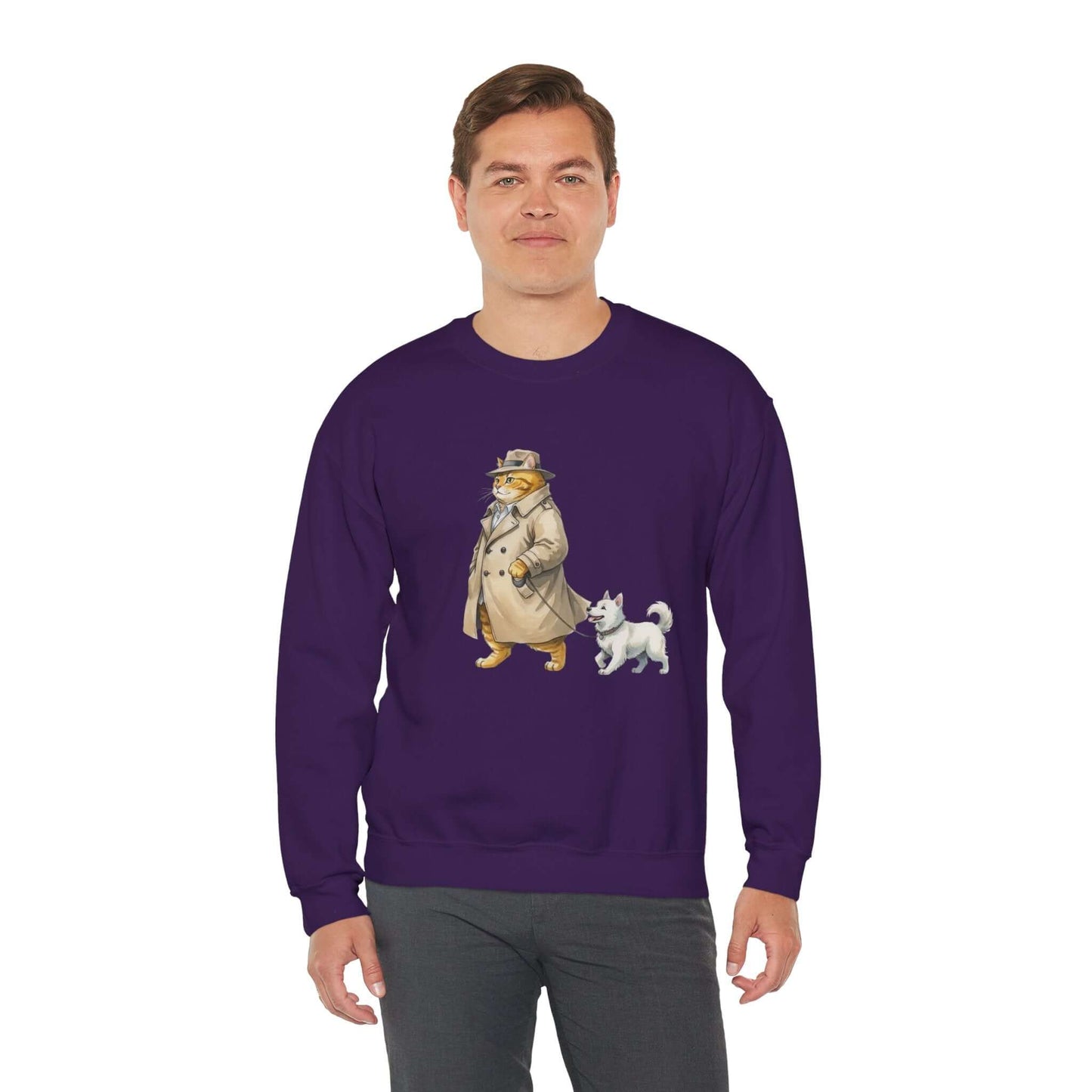 Watercolor Cat & Dog painting unisex Crewneck Sweatshirt style 2