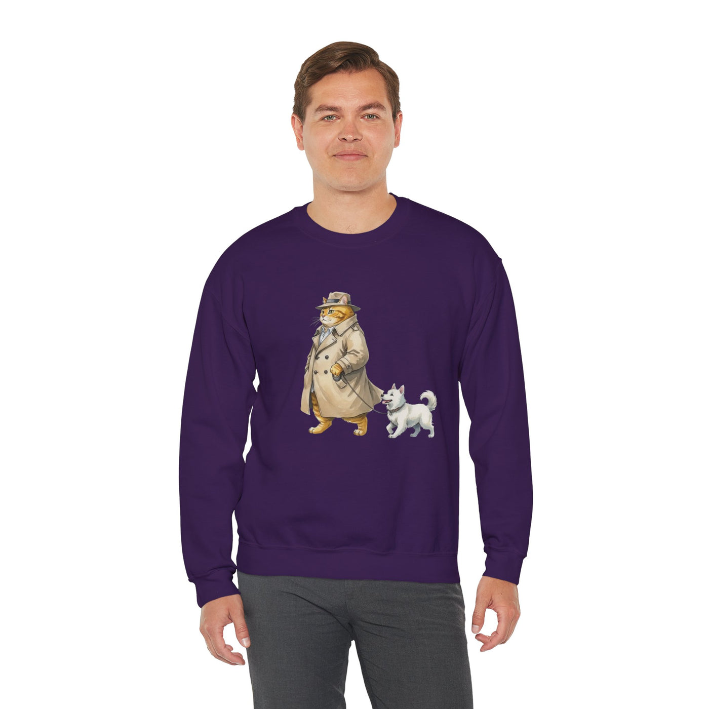 Watercolor painting style 11 Men & Women Cute Cat Pile Crewneck Sweatshirt